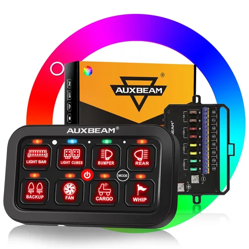 Vista 10 de Auxbeam Panel de interruptor de 6 bandas BC60, caja de sistema de relé de control de circuito universal con interruptor LED de encendido y apagado