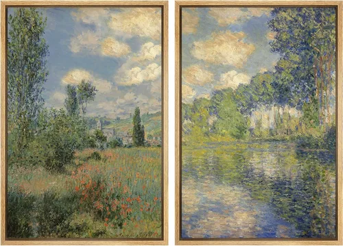 Vista 62 de MUDECOR Lienzo enmarcado para pared, bosque brumoso, reflejos, paisaje tranquilo, ilustraciones modernas, arte decorativo, bohemio, tranquilo/zen