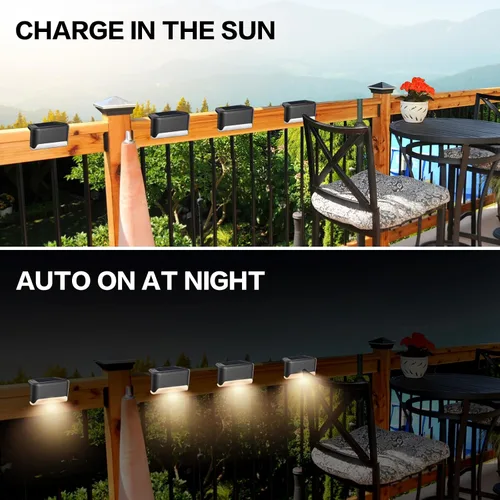 Vista 3 de BKBB PPBB - Luces solares para exteriores, 4 luces solares para escalones, luces solares LED impermeables para escaleras al aire libre, escalón
