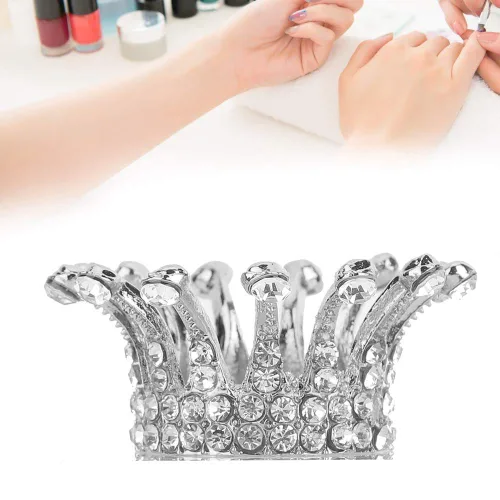 Vista 8 de Caja de almacenamiento de manicura con diseño de corona, juego de soportes para pinceles de arte de uñas con soporte para bolígrafo, soportes