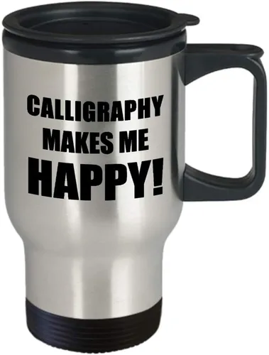 Vista 2 de Gifts for Calligraphy Lover Travel Mug Insulated Coffee Tumbler - Calligrapher Writing Lettering Visual Art Design Artist Hobby Passion Hobbyist