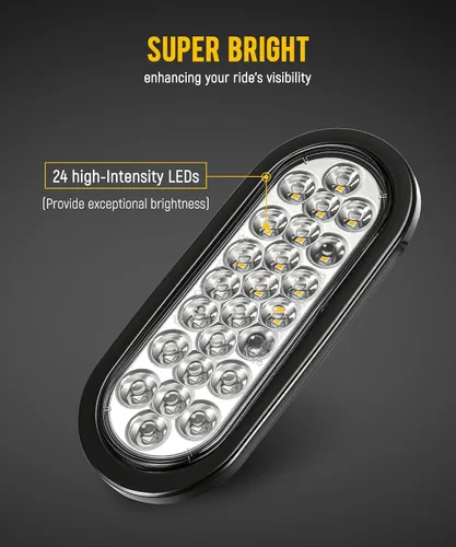 Vista 2 de Partsam 2 luces estroboscópicas ovaladas ámbar/verde de 6.5 pulgadas, 24 LED empotradas con patrones de flash cuádruple para remolque, luces