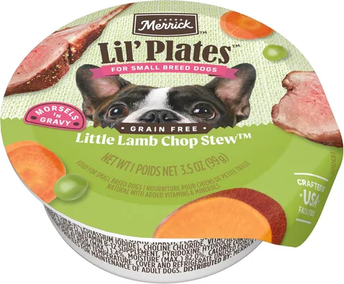 Vista 18 de Merrick Lil' Plates - Alimento húmedo sin cereales para perros pequeños, receta Petite Pot Pie, 12 envases de 3.5 onzas