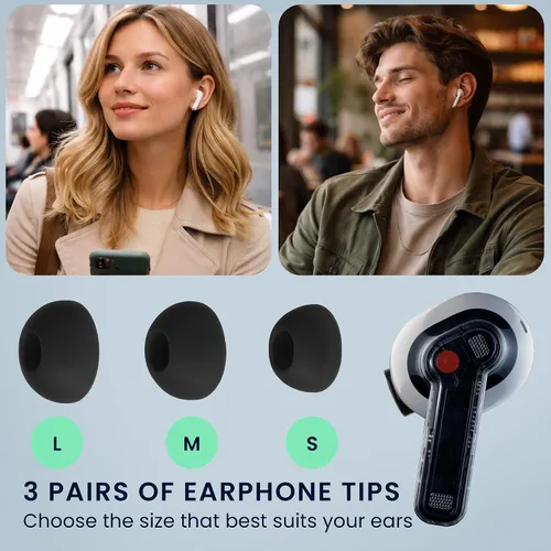 Vista 3 de kwmobile 6 x almohadillas de silicona para orejas sin oreja (2) – 3 tamaños – Puntas de repuesto para auriculares intraurales – Negro
