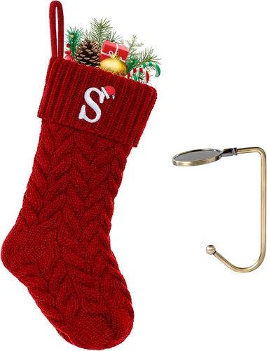 Vista 161 de Botas de Navidad personalizadas, iniciales personalizadas, 18 pulgadas, botas de Navidad tejidas con letras para colgar en la chimenea, botas