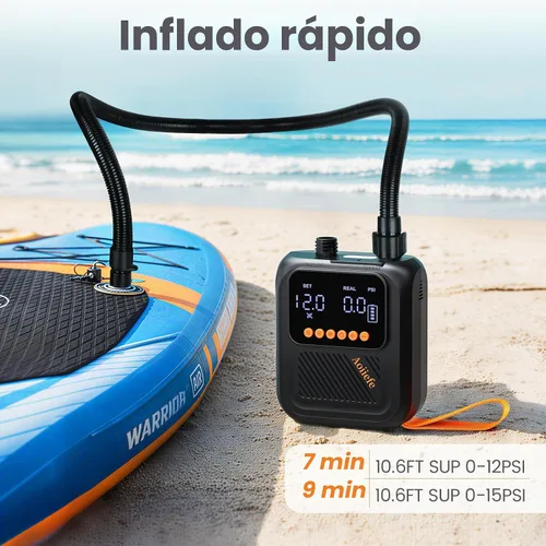 Vista 3 de Portable Rechargeable Electric SUP Paddle Board Pump, Intelligent Dual Stage Inflation&Deflation, Up to 20PSI and Auto-Off for Stand UP Paddle