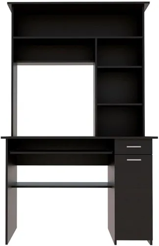 Vista 6 de Tuhome Compu 180 Hutch Escritorio de madera de ingeniería en negro