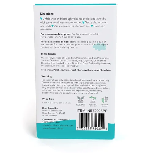 Vista 6 de Toallitas para párpados Peepers Plus de Natural Essentials, toallitas para ojos sin conservantes y sin enjuague para uso diario, ácido hialurónico