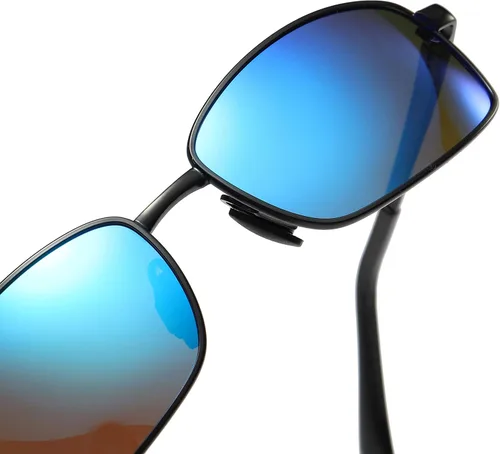 Vista 4 de ZHILE Gafas de sol polarizadas envolventes con marco de metal rectangular, estilo clásico, tamaño grande