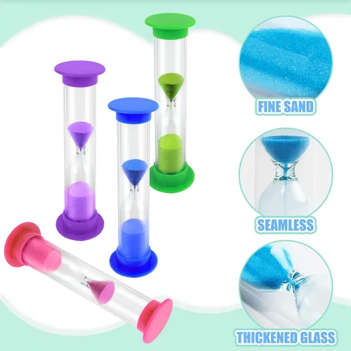 Vista 3 de Shindel Temporizador de arena de 2 minutos, 12 temporizadores de reloj de arena para cepillarse los dientes, aula de profesores, juego y herramienta