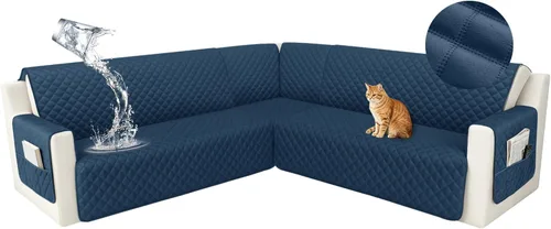 Vista 47 de HDCAXKJ Funda seccional de esquina impermeable para sofá de terciopelo en forma de L, fundas para sofá para mascotas, perros, suaves, resistentes