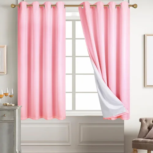 Vista 127 de Diraysid Cortinas 100% opacas de lino beige para dormitorio, con ojales, aislamiento térmico, cortinas de oscurecimiento de habitación