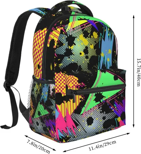 Vista 2 de Mochila retro de los años 80 y 90, bonitas bolsas para laptop, bolsas de hombro, viajes, senderismo, camping, mochila para hombres y mujeres