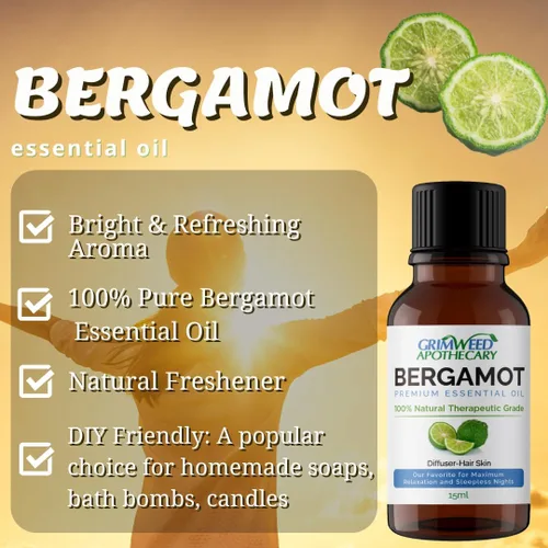 Vista 3 de Aceite esencial de bergamota, 100% natural de grado terapéutico, prensado en frío, 0.5 onzas líquidas, aceite italiano de primera calidad