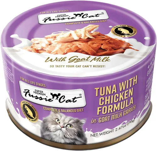 Vista 13 de Fussie Cat Premium Fórmula de atún húmeda sin grano para gato, 2.82 oz / 80 gramos, caja de 24
