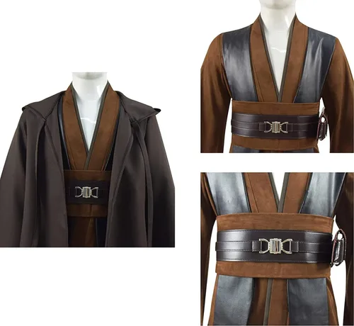 Vista 6 de Disfraz de Obi Wan Kenobi para niños, túnica con capucha de Anakin Skywalker, disfraz de Halloween