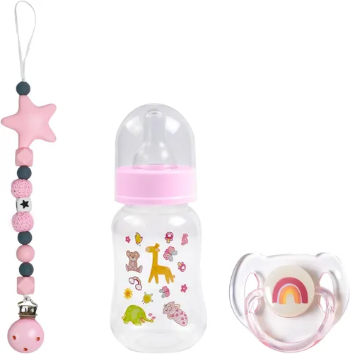 Vista 8 de SCOM Juego de Accesorios para Muñeca Bebé Reborn - Chupetes Magnéticos Arcoíris y Biberones para Muñeca Bebé Removibles Reutilizables con Clips