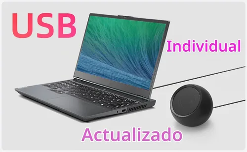 Vista 2 de [Individual] Altavoz de computadora para PC de escritorio, alimentado por USB, enchufar y usar, con cable, altavoz externo para computadora