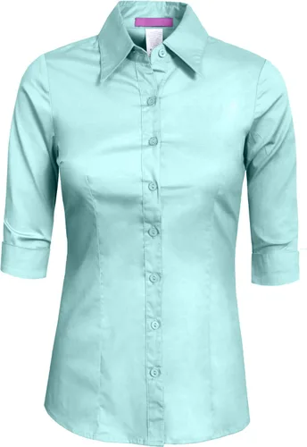 Vista 16 de NE PEOPLE Camisa de oficina con botones y manga 3/4 a medida para mujer