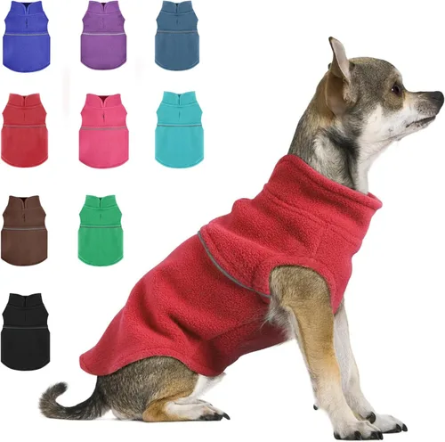 Vista 7 de Suéteres para Perros Pequeños para Niñas, Chaleco de Forro Polar para Perros con Orificio para Correa, Suéter Cálidamente Ajustable, Chaqueta