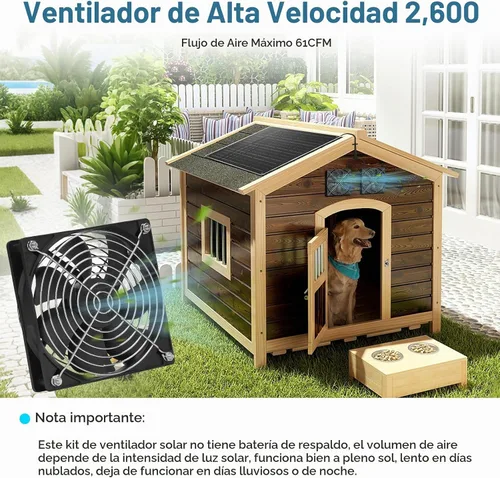 Vista 5 de Ventilador solar para ventilación de gallinero exterior con 2 ventiladores