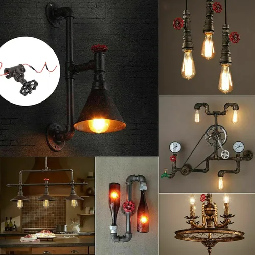 Vista 6 de Interruptor de lámpara de tubo de mesa, lámpara steampunk vintage de 1/2 pulgada, fácil de instalar y desmontar, interruptor de luz steampunk