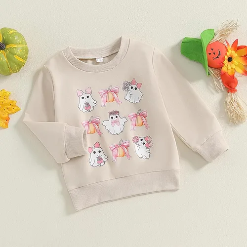 Vista 223 de Disfraz de Halloween para bebé, sudadera de calabaza con cuello redondo, suéter de manga larga, ropa de otoño