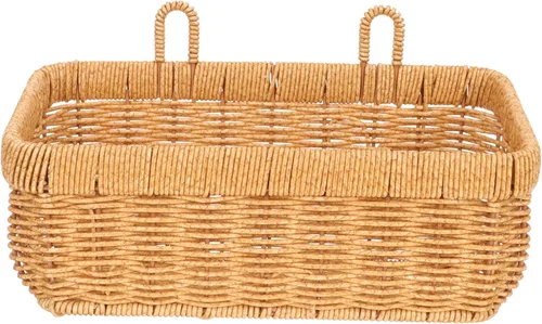 Vista 5 de Cesta de cebolla colgante tejida a mano, contenedor de almacenamiento de pared para despensa del hogar, cesta decorativa de almacenamiento