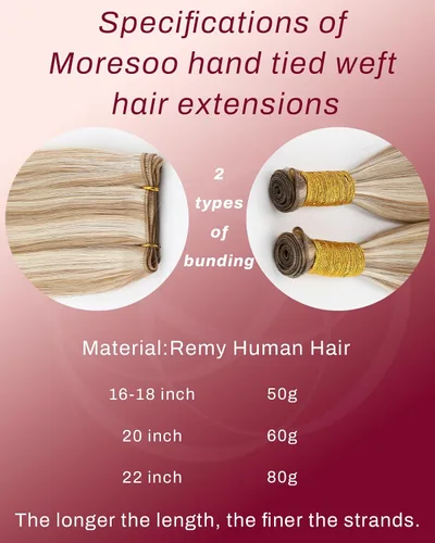 Vista 99 de Moresoo Extensiones de cabello humano real para coser, color negro natural