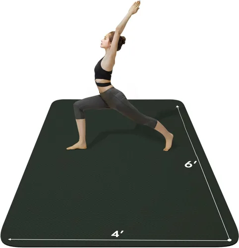 Vista 7 de FrenzyBird - Esterilla grande de yoga de 6'x 4' (72"x 48") — Esterilla de ejercicio extra ancha de 1/4" y 1/3" de 183cm x 122cm, gran esterilla