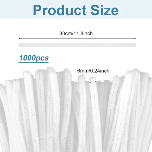 Vista 2 de 1000 piezas de limpiadores de tuberías blancas de felpilla a granel