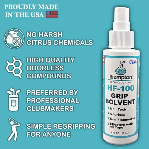 Vista 2 de Brampton HF-100 Premium Golf Grip Solvent for Regripping Golf Clubs and Golf Grip Repair - Shake and Spray Golf Grip Solution - Non-Toxic