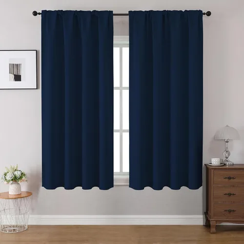 Vista 41 de CUCRAF Cortinas opacas de 45 pulgadas de largo, juego de 2 paneles para dormitorio, bolsillo para cortinero, cortinas de oscurecimiento