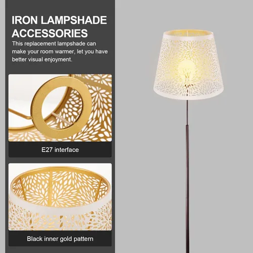 Vista 4 de Pantalla de lámpara de metal, sombra de árbol de hierro, sombra de lámpara E27, clip en la mesa, pantalla hueca, accesorios de luz para lámpara
