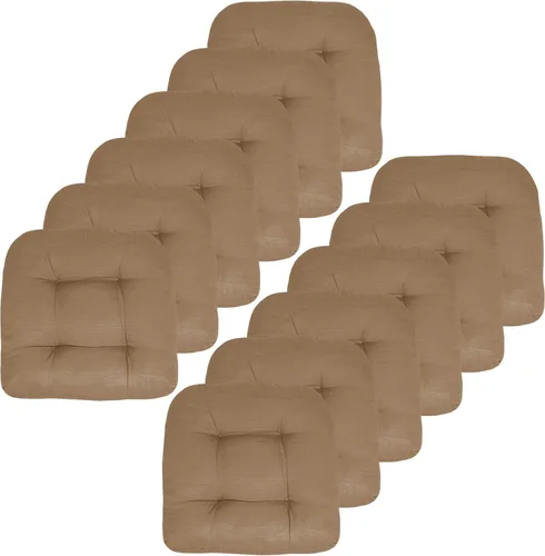 Vista 78 de Sweet Home Collection - Cojines para silla de patio y exterior, almohadillas prémium con relleno grueso y cómodo de fibra, mechones, 19 x 19 Negro
