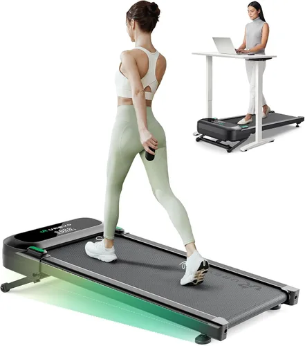 Vista 10 de UREVO Auto Incline Walking Pad with AI App, Brushless Quiet Motorized Treadmill for Apartments, 9% Power Incline Standing Desk Treadmill, 12-Point