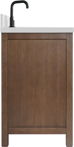 Vista 9 de ARIEL Cambridge tocador de baño con fregadero, madera maciza, encimera y protector contra salpicaduras de cuarzo blanco puro de 1.5 pulgadas