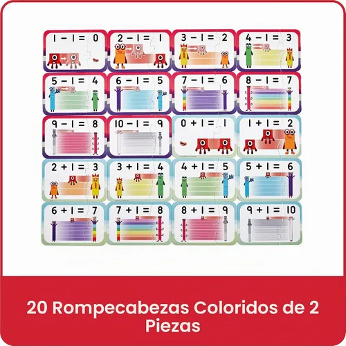 Vista 2 de hand2mind Numberblocks - Juego de rompecabezas para sumar y restar, juegos de suma y resta, rompecabezas de números, juegos de matemáticas
