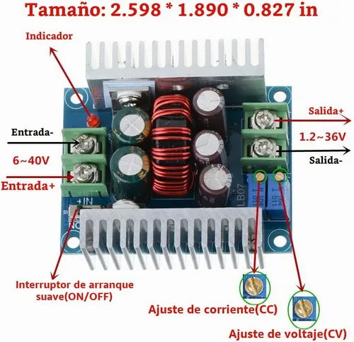 Vista 2 de Corriente constante CC CV DC 6-40V a 1.2-36V Buck Convertidor