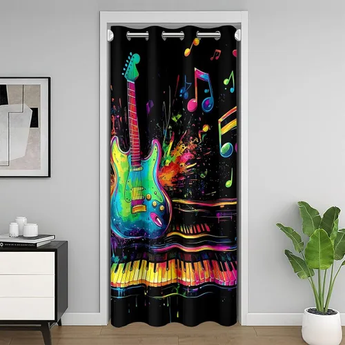 Vista 17 de Castle Fairy Cowboy Boots Door Curtain for Doorways Privacy Bohemia Musical Guitar Doorway Curtain Western Rustic Cowgirl All Season Blackout