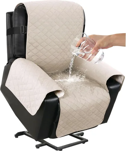 Vista 10 de Turquoize Funda reclinable 100% impermeable para ancianos, fundas reclinables antideslizantes para sillas reclinables de elevación eléctrica Marrón