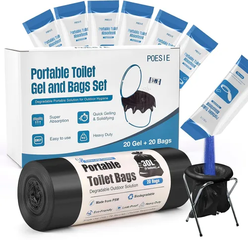 Vista 10 de Poesie Polvo de Gel Absorbente Poo para Inodoro Portátil Camping Senderismo Exterior Resolución de Orinal Portátil