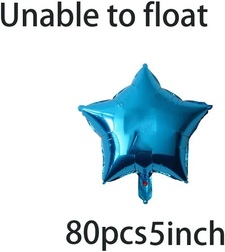 Vista 2 de 80 globos de aluminio con forma de estrella azul de 5 pulgadas para decoración de fiesta de cumpleaños.