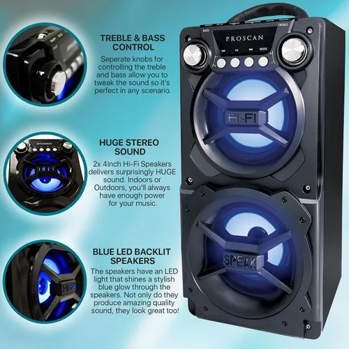 Vista 5 de Altavoz portátil con Bluetooth, Sylvania Negro