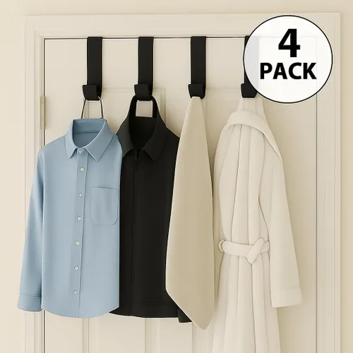 Vista 2 de Dependable Industries inc. Essentials Paquete de 4 ganchos de plástico de 3.5 pulgadas, ganchos de plástico para colgar ropa y toallas (Negro)