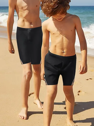 Vista 3 de Pantalones cortos de natación deportivos para niños y jóvenes, de secado rápido, con cordón, suaves UPF 50+