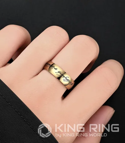 Vista 4 de King Ring Anillo de El Señor de los Anillos de 0.236 in - Grabado Un Anillo Para Gobernarlos Todos para Hombres y Mujeres - Anillo Lotr de Acero