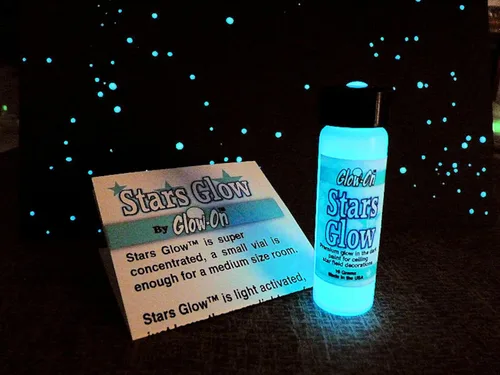 Vista 6 de Pintura Stars-Glow para techos, color blanco y brillo aguamarina, a base de agua, para una habitación grande. Vial de tamaño económico de 0.6 fl oz.