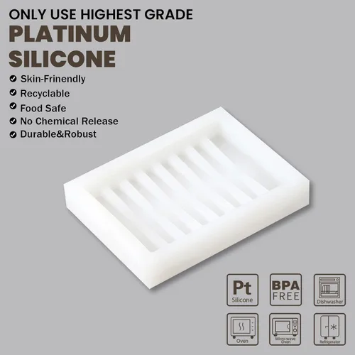 Vista 3 de BOOWAN NICOLE Molde de silicona para jabonera para baño/ducha, barra de jabón con bandeja autodrenante