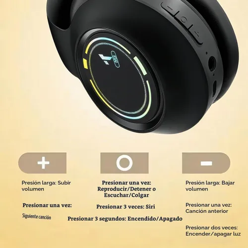 Vista 7 de Auriculares Bluetooth Sobre la Oreja, Auriculares Inalámbricos de Baja Latencia, Llamadas Manos Libres, Auriculares de Reducción de Ruido de Graves